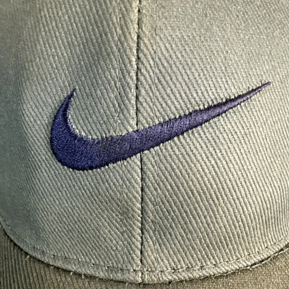 Vintage Nike Snapback Hat Olive Green Black Swoosh 90s Taiwan Adjustable Cap HTF